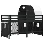 vidaXL Lit mezzanine enfants et tunnel blanc/noir 80x200cm pin massif