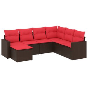 vidaXL Salon de jardin avec coussins 7 Pièces marron résine tressée