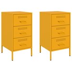 vidaXL Tables de chevet 2 Pièces jaune moutarde 36x39x68 cm acier
