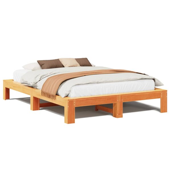 vidaXL Cadre de lit sans matelas cire marron 140x200cm bois pin massif