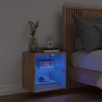 vidaXL Table de chevet murale avec lumières LED chêne sonoma