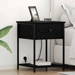 vidaXL Cabinet de chevet avec tiroir 2 Pièces Chêne noir 42 x 41 x 56 cm