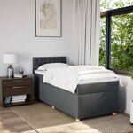 vidaXL Sommier à lattes de lit avec matelas Gris foncé 90x200 cm Tissu