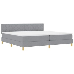 vidaXL Lit à ressort LED avec bandes LED Gris clair 200 x 200 cm tissu