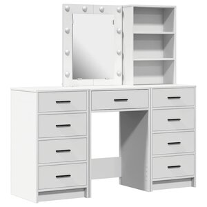 vidaXL Table de Toilette avec tiroir 3 Pièces Blanc Bois d'ingénierie