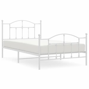 vidaXL Cadre de lit métal sans matelas et pied de lit blanc 100x200 cm