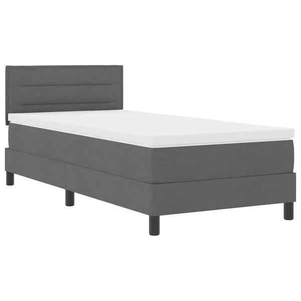 vidaXL Lit à ressorts avec matelas Gris foncé 90 x 190 cm tissu