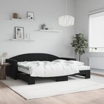 vidaXL Lit de jour avec gigogne et matelas noir 90x190 cm velours