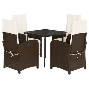 vidaXL Ensemble à manger de jardin 5 Pièces et coussins marron poly rotin