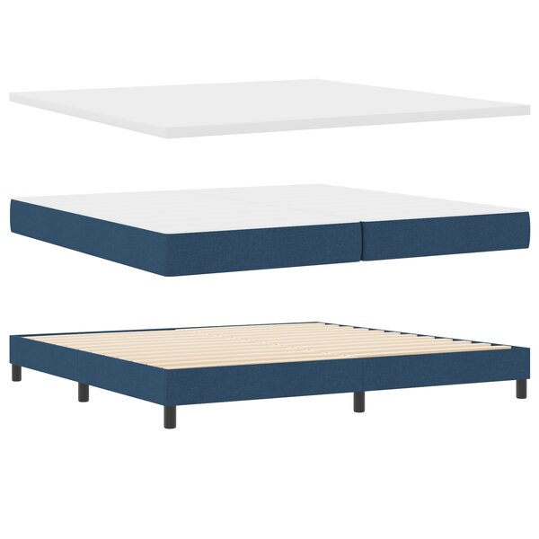 vidaXL Lit box spring avec matelas bleu  200 x 200 cm  en tissu.