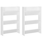 vidaXL Armoires à chaussures murales 2 Pièces Blanc 60x18x90 cm Aggloméré
