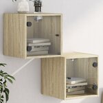 vidaXL Tables de chevet et portes vitrées 2Pièces chêne sonoma 35x37x35cm