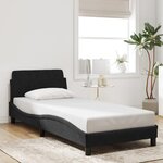vidaXL Cadre de lit et tête de lit sans matelas noir 90x200 cm velours