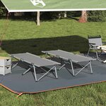 vidaXL Lit de camping pliant 2 Pièces Gris 62 x 194 x 42 cm Tissu Oxford