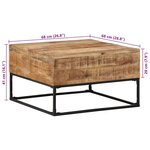 vidaXL Table basse 68x68x41 cm Bois de manguier brut