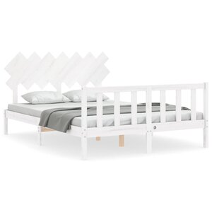 vidaXL Cadre de lit sans matelas blanc bois de pin massif