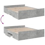 vidaXL Cadre de lit avec tiroirs sans matelas gris béton 140x200 cm