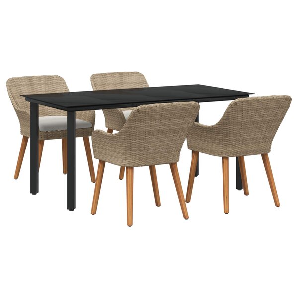 vidaXL Ensemble de salle à manger pour jardin 5 Pièces Beige polyrotin