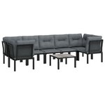 Salon de jardin meuble d'extérieur ensemble de mobilier 8 pièces résine tressée noir et gris 02_0017881