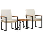 vidaXL Ensemble de meubles d'extérieur 3 Pièces Beige et blanc crème
