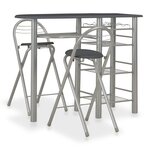 vidaXL Ensemble de bar avec étagères 3 Pièces Bois et acier Noir