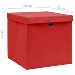 vidaXL Boîtes de rangement avec couvercles 4 Pièces 28x28x28 cm Rouge