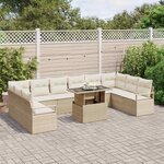 vidaXL Ensemble de canapé de jardin 11 Pièces beige et crème polyrotin