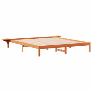 vidaXL Cadre de lit avec tables de chevet Brun cire 200 x 210 cm