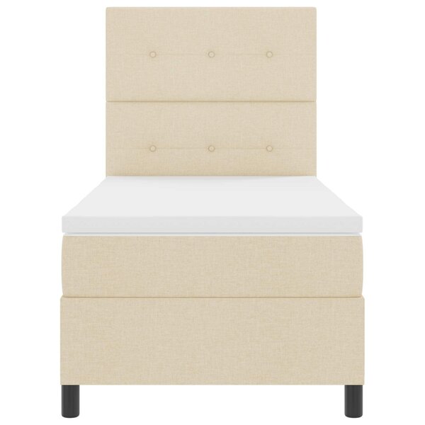 vidaXL Lit à ressorts avec matelas avec LED Crème 90 x 190 cm tissu
