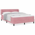 Lit à ressort avec matelas vidaXL Rose 160x200 cm Velours
