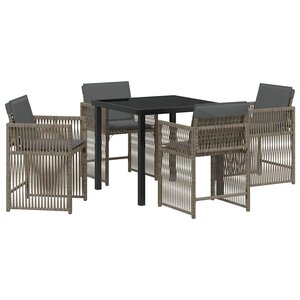vidaXL Ensemble de salle à manger pour jardin 5 Pièces Gris polyrotin