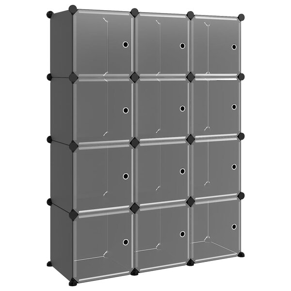 vidaXL Cubes de rangement 12 Pièces avec portes Noir PP