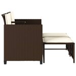 vidaXL Canapé de jardin 2 places avec table et tabourets marron rotin