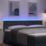 vidaXL Tête de lit LED avec bandes LED Gris foncé 180 cm Velours