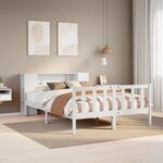 vidaXL Lit bibliothèque sans matelas blanc 150x200 cm bois pin massif