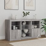vidaXL Buffet avec lumières LED sonoma gris 123x37x67 cm