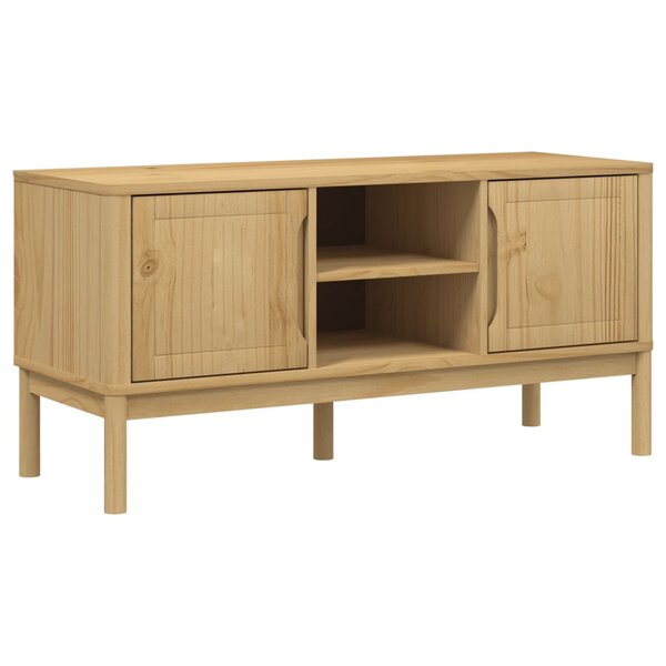 vidaXL Meuble TV FLORO cire marron 114x43x55 cm bois massif de pin