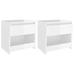 vidaXL Tables de chevet 2 Pièces Blanc brillant 40x30x39 cm Aggloméré