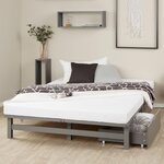 Lit double 140x200 matelas 2 tiroirs gris