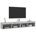 vidaXL Meubles TV avec lumières LED 2 Pièces gris béton 100x30x30 cm