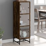 vidaXL Buffet avec portes en verre chêne fumé 35x37x120 cm