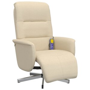 vidaXL Fauteuil inclinable de massage avec repose-pieds crème tissu