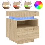 vidaXL Armoire de chevet avec lumières LED chêne sonoma 40x39x48 5 cm