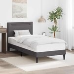 vidaXL Cadre de lit avec bandes LED Gris 90 x 190 cm Simili cuir