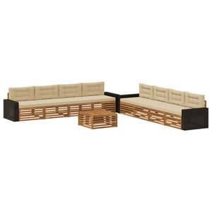 vidaXL Ensemble de canapés d'extérieur 9 pc Naturel et Beige Polyester