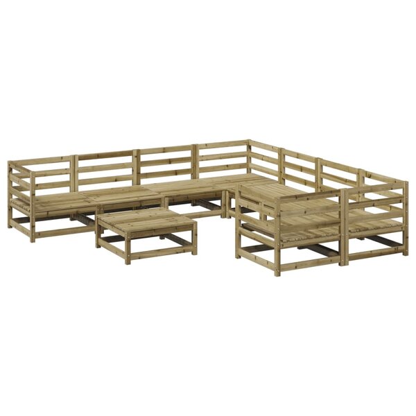 vidaXL Salon de jardin 9 Pièces bois de pin imprégné