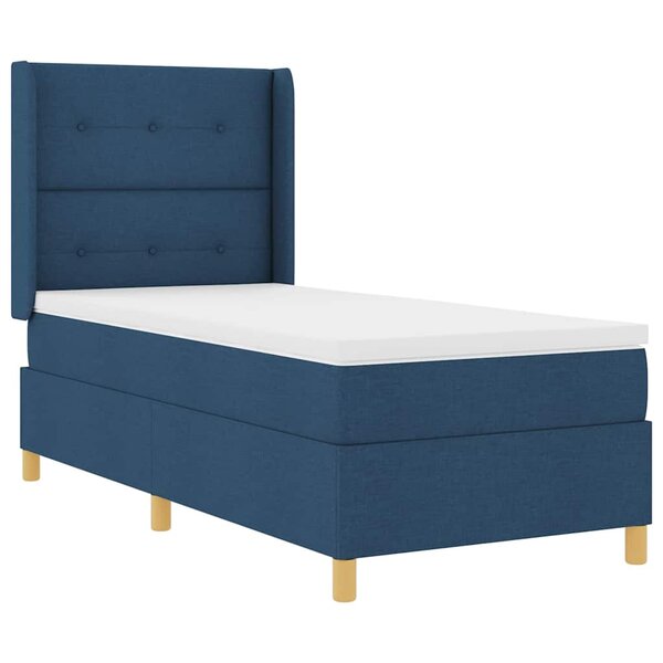vidaXL Lit à ressorts avec matelas Bleu 80 x 200 cm tissu