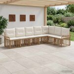 vidaXL Ensemble de canapés d'extérieur 7 Pièces Blanc Naturel et Crème