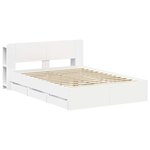 vidaXL Cadre de lit avec rangement avec tête de lit Blanc 150 x 200 cm