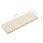 vidaXL Tapis d'escalier 15 pièces 65 x 21 x 4 cm Blanc Bord rectangulaire